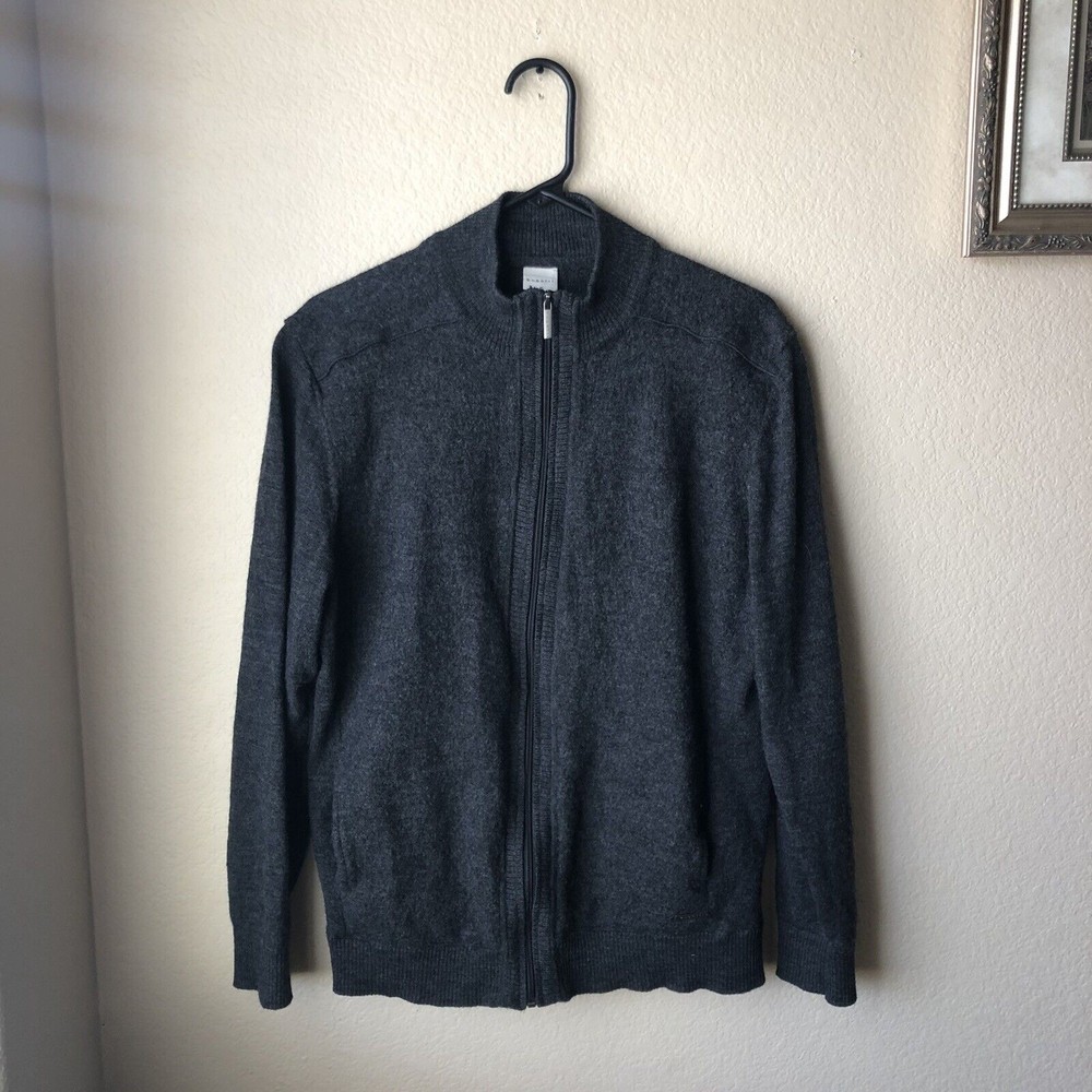 Bugatti Gray 100% Wool Full Zip Sweater Jacket Men’s Size XL EUC